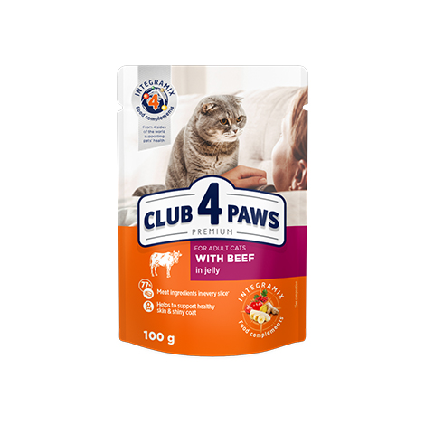 CLUB 4 PAWS PREMIUM "CU RATĂ ÎN SOS". HRANA COMPLETA CONSERVATA PENTRU PISICI ADULTE