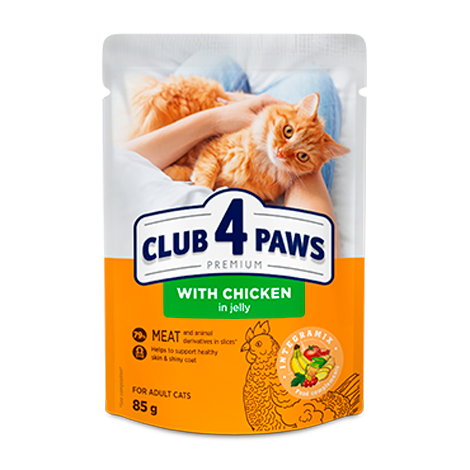 CLUB 4 PAWS PREMIUM "CU PUI ÎN JELEU". HRANĂ UMEDĂ COMPLETĂPENTRU PISICI ADULTE