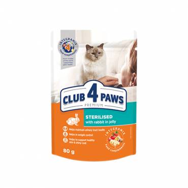 CLUB 4 PAWS PREMIUM "STERILIZAT". HRANĂ CONSERVATĂ COMPLETĂ PENTRU PISICI ADULTE STERILIZATE