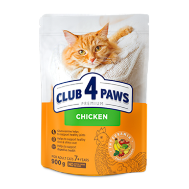 CLUB 4 PAWS PREMIUM "PUI". HRANĂ COMPLETĂ USCATĂ PENTRU PISICI CU VÂRSTA DE PESTE 7 ANI