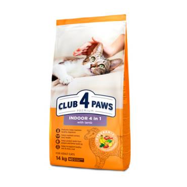 CLUB 4 PAWS PREMIUM PENTRU PISICILE CARE LOCUIESC ÎN ÎNCĂPERE «4 ÎN 1». HRANĂ USCATĂ COMPLET PENTRU PISICILE ADULTE CU MIEL