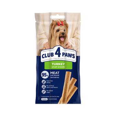 CLUB 4 PAWS PREMIUM MEATY STICK: CURCAN. HRANĂ COMPLEMENTARĂ PENTRU CÂINI ADULȚI DE TALIE MICĂ