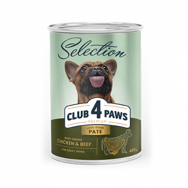 CLUB 4 PAWS Premium hrană umedă completă pentru câini adulți "Pateu cu pui și carne de vită"
